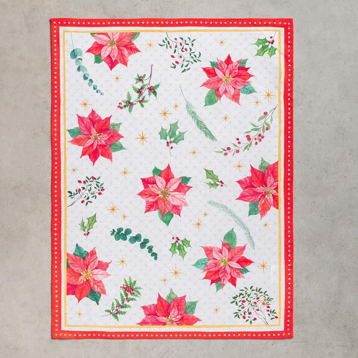 imageMaison d Hermine Kitchen Towels Set of 3 100 Cotton 20quot x 275quot Reusable Cloth Tea Dish Towels Absorbent with Hanging Loop for Kitchen Dining Thanksgiving Christmas Decorations Nila13  Poinsettia Christmas