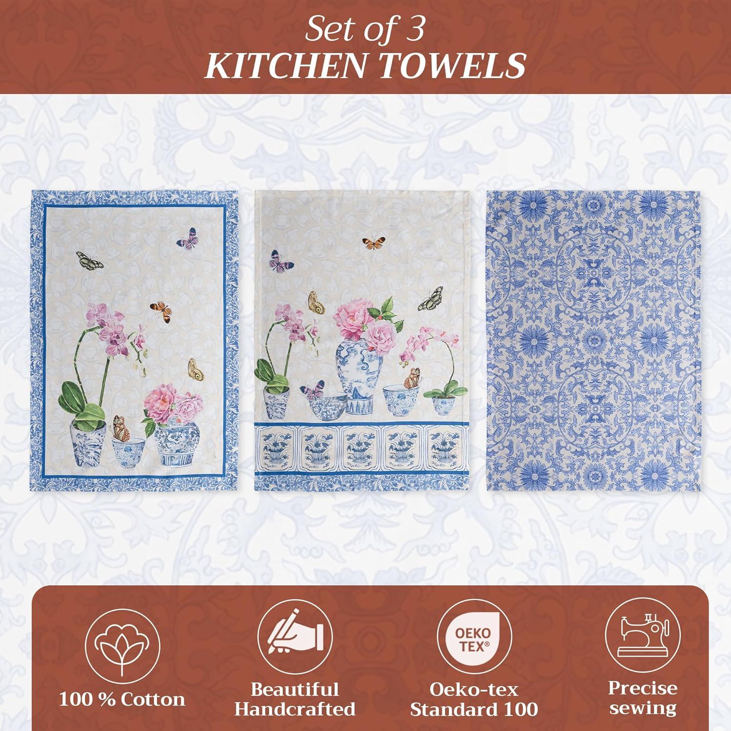 imageMaison d Hermine Kitchen Towels Set of 3 100 Cotton 20quot x 275quot Reusable Cloth Tea Dish Towels Absorbent with Hanging Loop for Kitchen Dining Thanksgiving Christmas Decorations Nila08  Canton