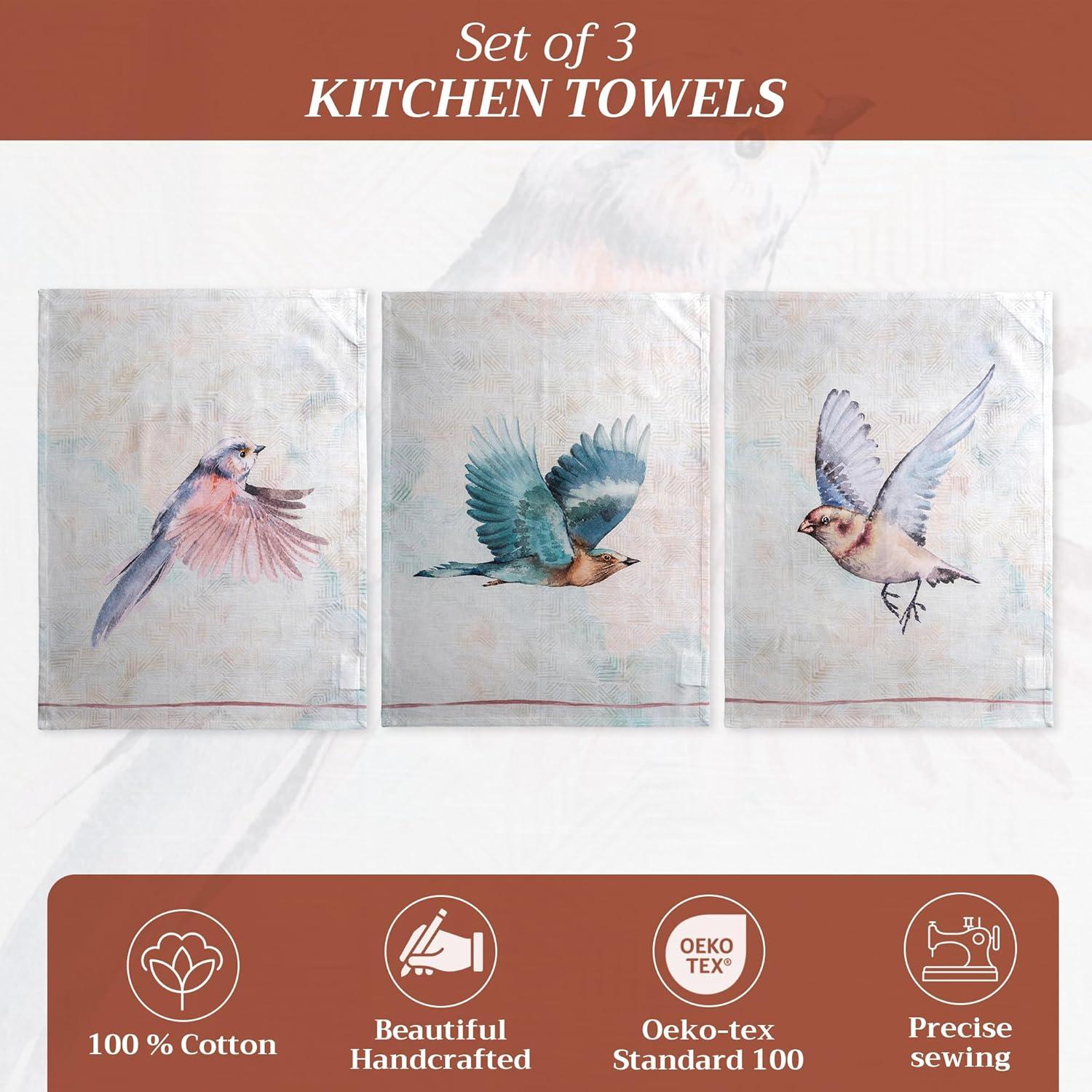 imageMaison d Hermine Kitchen Towels Set of 3 100 Cotton 20quot x 275quot Reusable Cloth Tea Dish Towels Absorbent with Hanging Loop for Kitchen Dining Thanksgiving Christmas Decorations Recolte27  Flying Birds