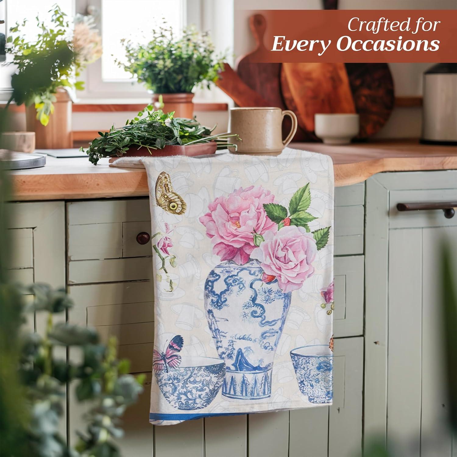 imageMaison d Hermine Kitchen Towels Set of 3 100 Cotton 20quot x 275quot Reusable Cloth Tea Dish Towels Absorbent with Hanging Loop for Kitchen Dining Thanksgiving Christmas Decorations Nila08  Canton