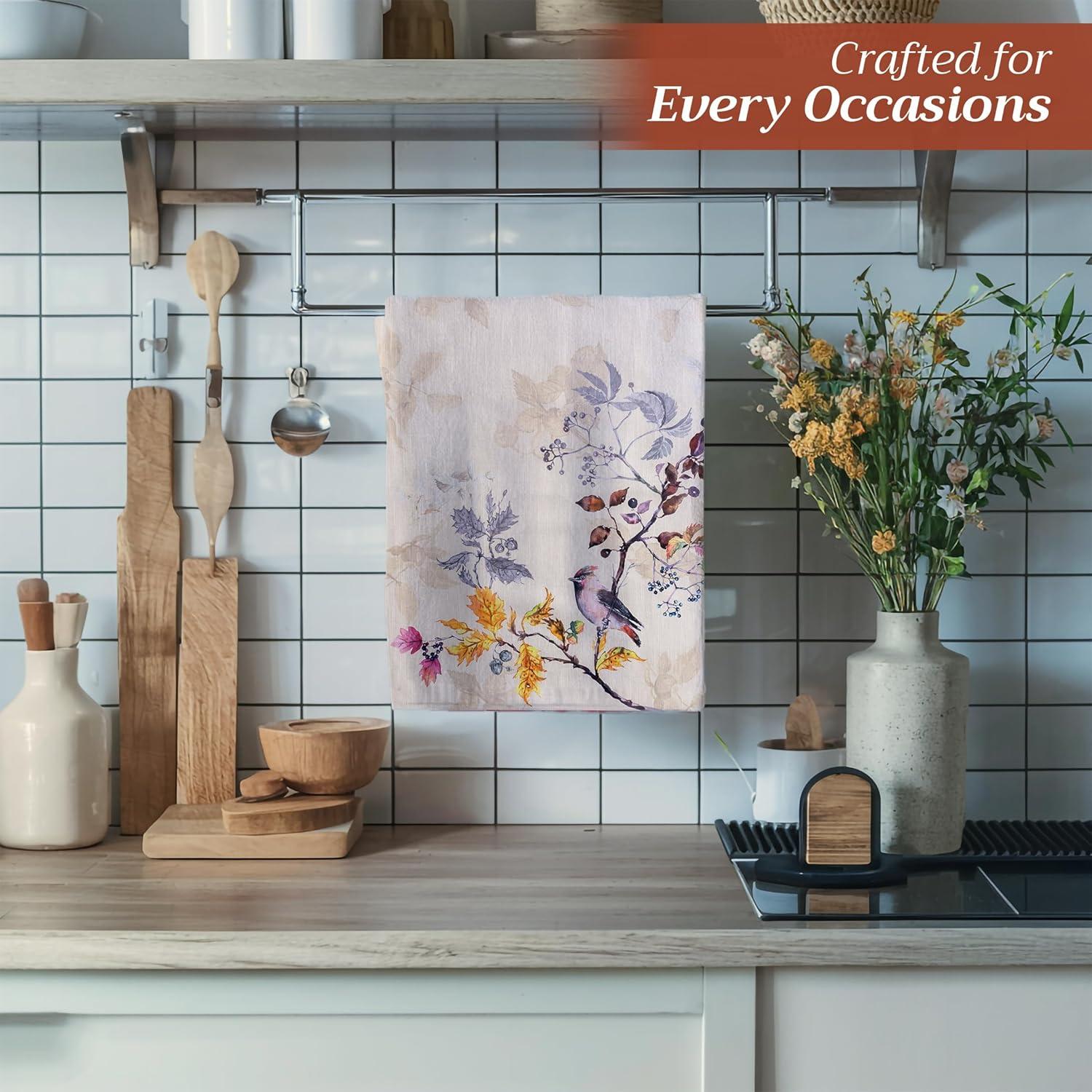 imageMaison d Hermine Kitchen Towels Set of 3 100 Cotton 20quot x 275quot Reusable Cloth Tea Dish Towels Absorbent with Hanging Loop for Kitchen Dining Thanksgiving Christmas Decorations Nila03  Equinoxe  Beige