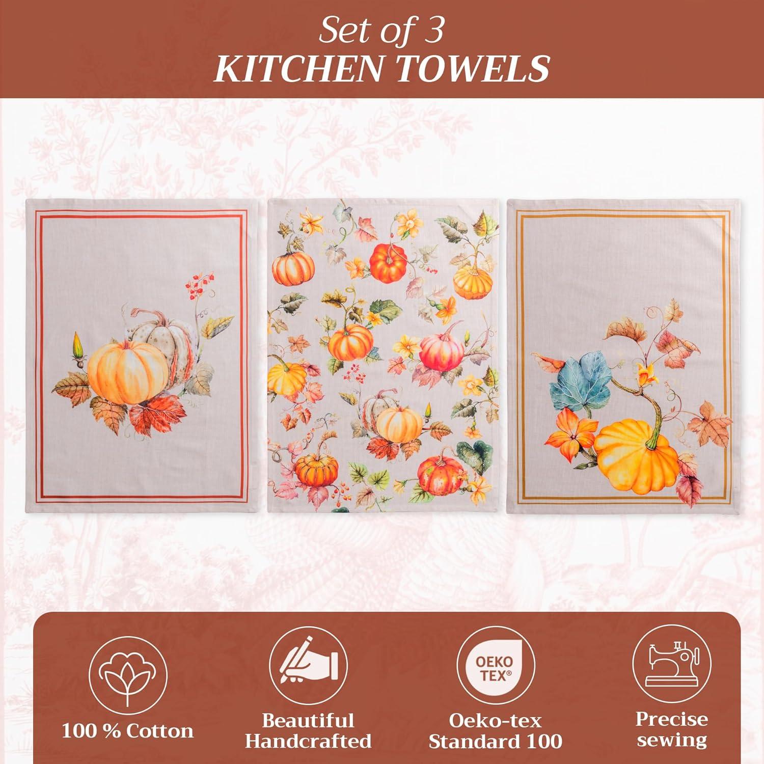 imageMaison d Hermine Kitchen Towels Set of 3 100 Cotton 20quot x 275quot Reusable Cloth Tea Dish Towels Absorbent with Hanging Loop for Kitchen Dining Thanksgiving Christmas Decorations Nila21  Potiron