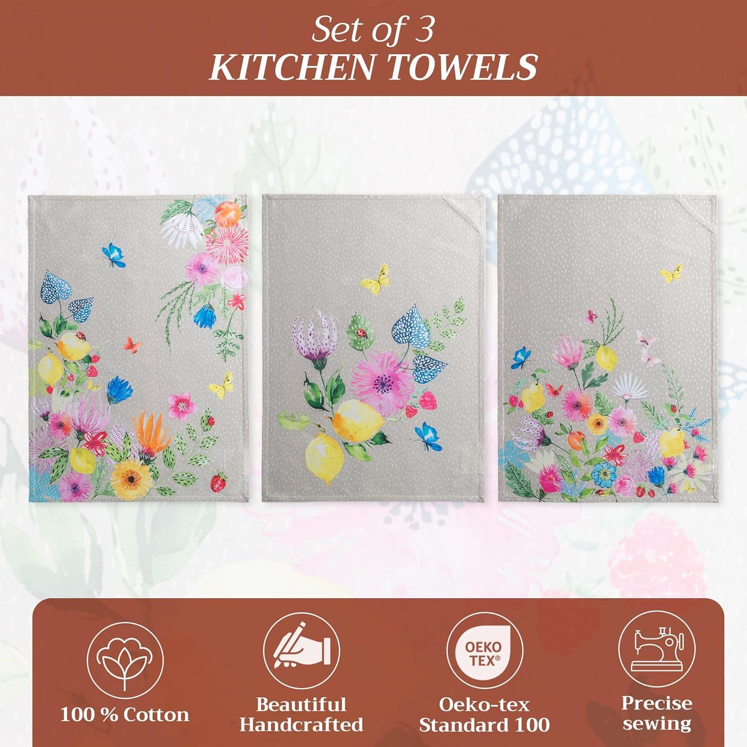 imageMaison d Hermine Kitchen Towels Set of 3 100 Cotton 20quot x 275quot Reusable Cloth Tea Dish Towels Absorbent with Hanging Loop for Kitchen Dining Thanksgiving Christmas Decorations Recolte17  Jardin Dete  Fog