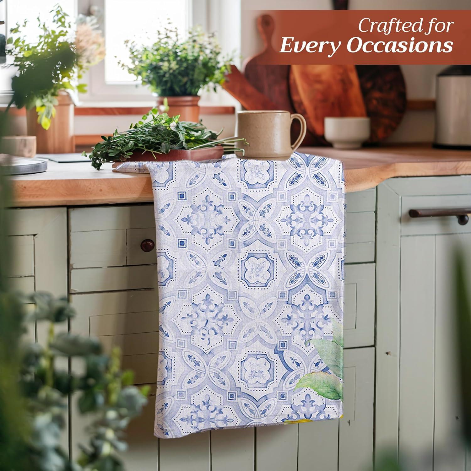 imageMaison d Hermine Kitchen Towels Set of 3 100 Cotton 20quot x 275quot Reusable Cloth Tea Dish Towels Absorbent with Hanging Loop for Kitchen Dining Thanksgiving Christmas Decorations Recolte22  Citrus