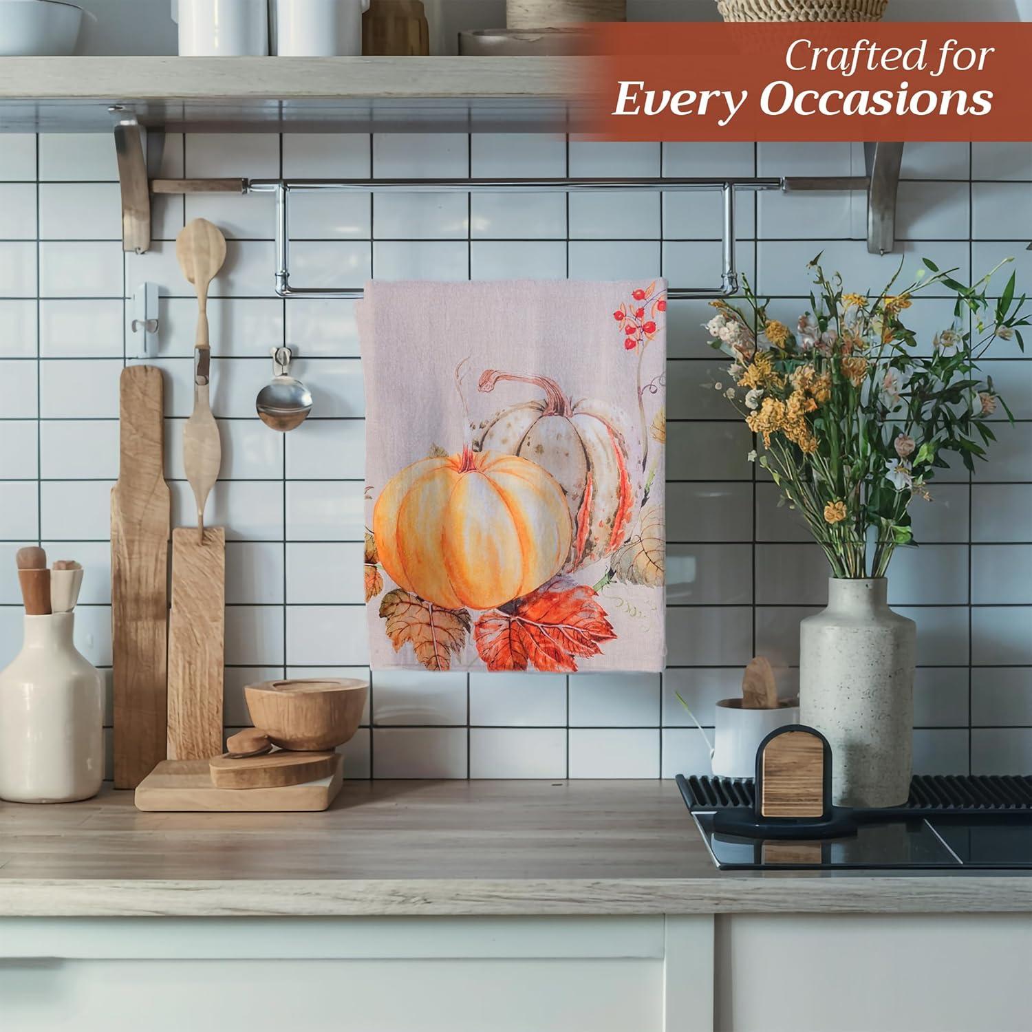 imageMaison d Hermine Kitchen Towels Set of 3 100 Cotton 20quot x 275quot Reusable Cloth Tea Dish Towels Absorbent with Hanging Loop for Kitchen Dining Thanksgiving Christmas Decorations Nila21  Potiron