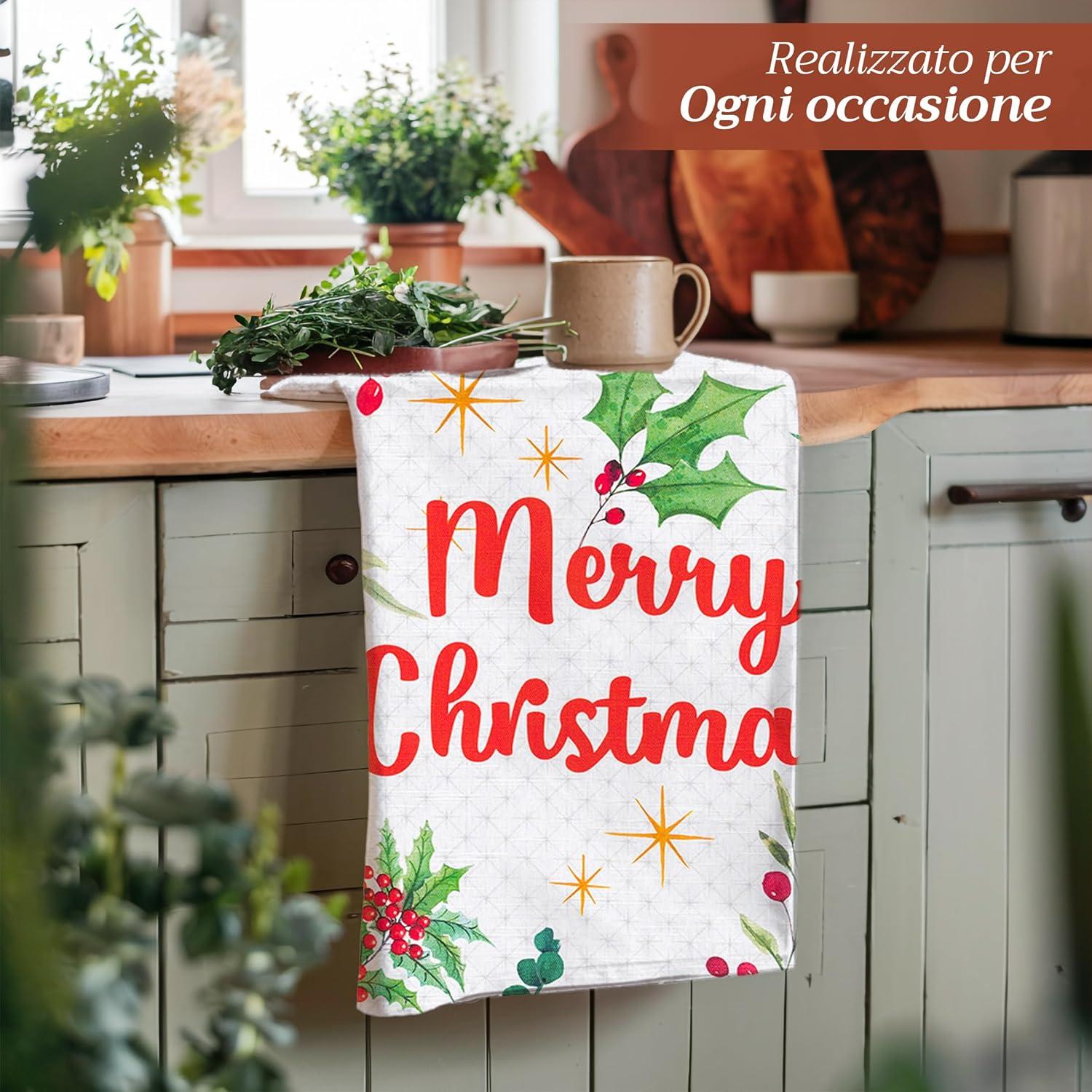 imageMaison d Hermine Kitchen Towels Set of 3 100 Cotton 20quot x 275quot Reusable Cloth Tea Dish Towels Absorbent with Hanging Loop for Kitchen Dining Thanksgiving Christmas Decorations Nila13  Poinsettia Christmas