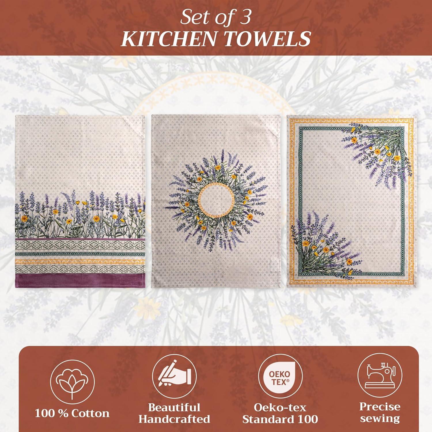 imageMaison d Hermine Kitchen Towels Set of 3 100 Cotton 20quot x 275quot Reusable Cloth Tea Dish Towels Absorbent with Hanging Loop for Kitchen Dining Thanksgiving Christmas Decorations Nila28  Fanny Lavender