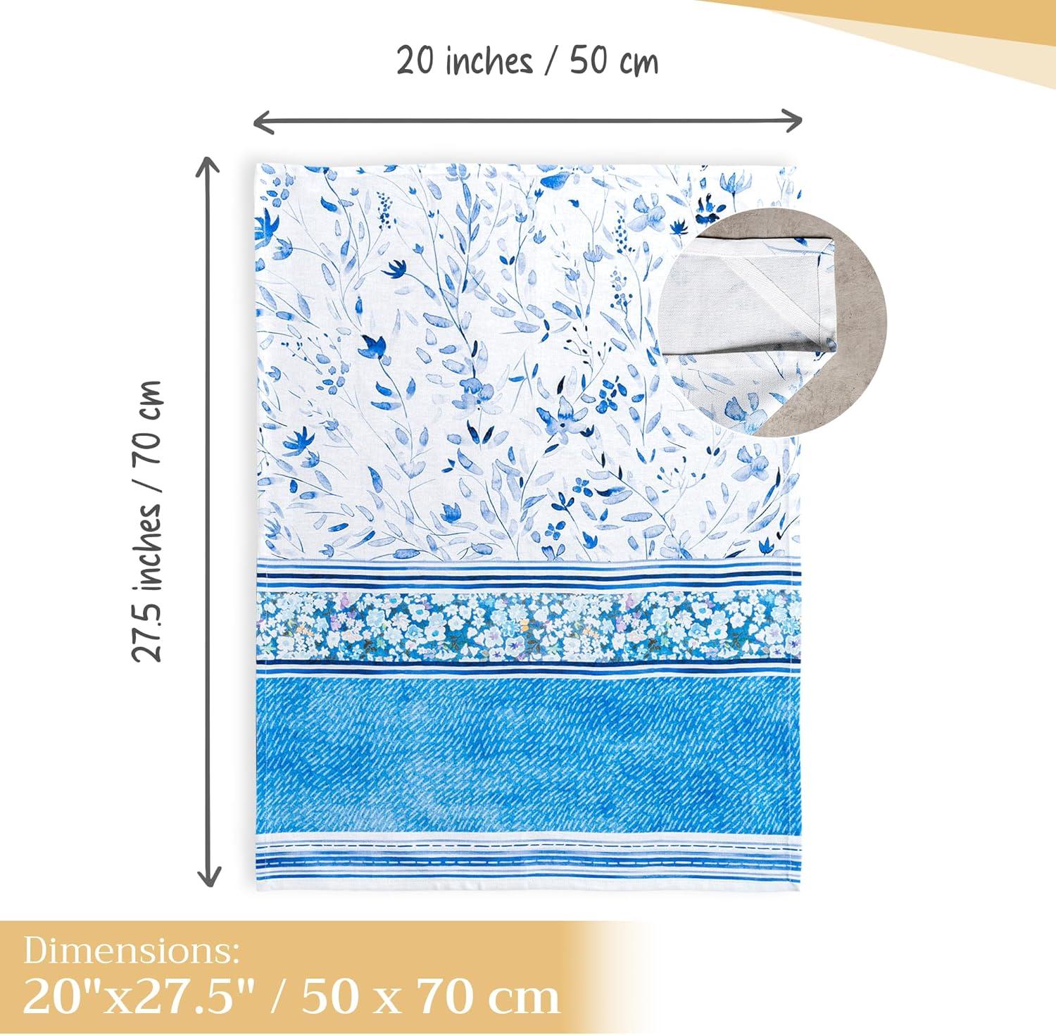 imageMaison d Hermine Kitchen Towels Set of 3 100 Cotton 20quot x 275quot Reusable Cloth Tea Dish Towels Absorbent with Hanging Loop for Kitchen Dining Thanksgiving Christmas Decorations Recolte01  Summer Blues