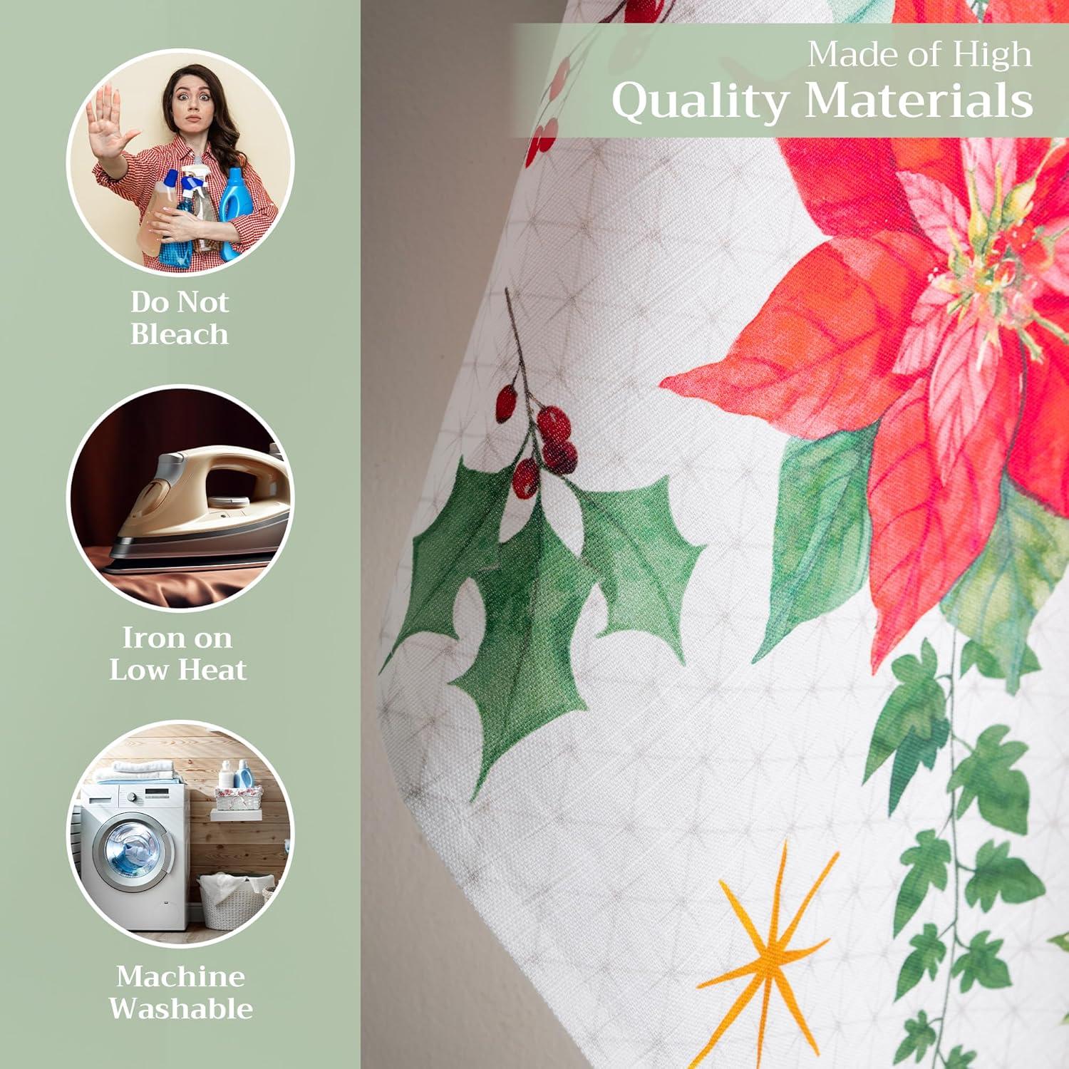 imageMaison d Hermine Kitchen Towels Set of 3 100 Cotton 20quot x 275quot Reusable Cloth Tea Dish Towels Absorbent with Hanging Loop for Kitchen Dining Thanksgiving Christmas Decorations Nila13  Poinsettia Christmas