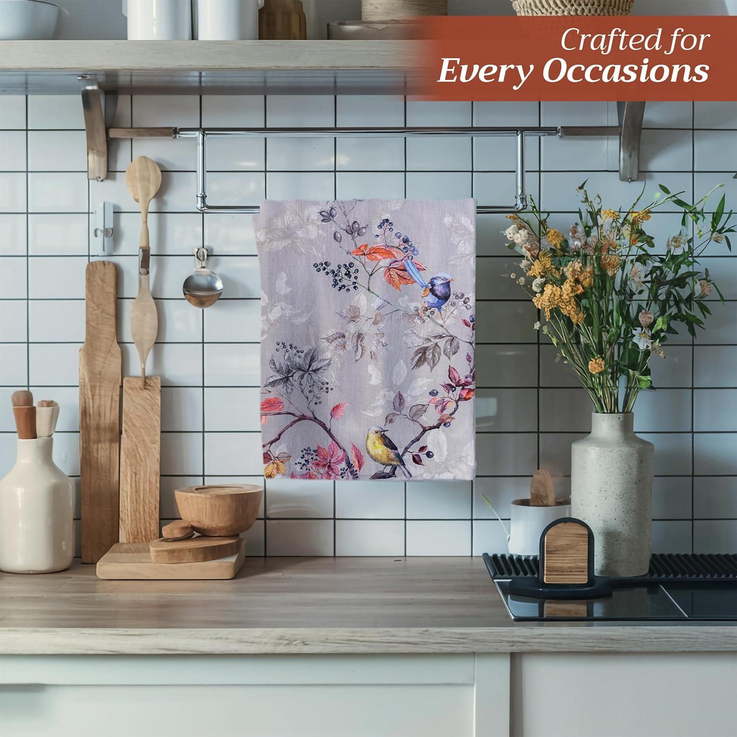 imageMaison d Hermine Kitchen Towels Set of 3 100 Cotton 20quot x 275quot Reusable Cloth Tea Dish Towels Absorbent with Hanging Loop for Kitchen Dining Thanksgiving Christmas Decorations Nila10  Equinoxe  Grey