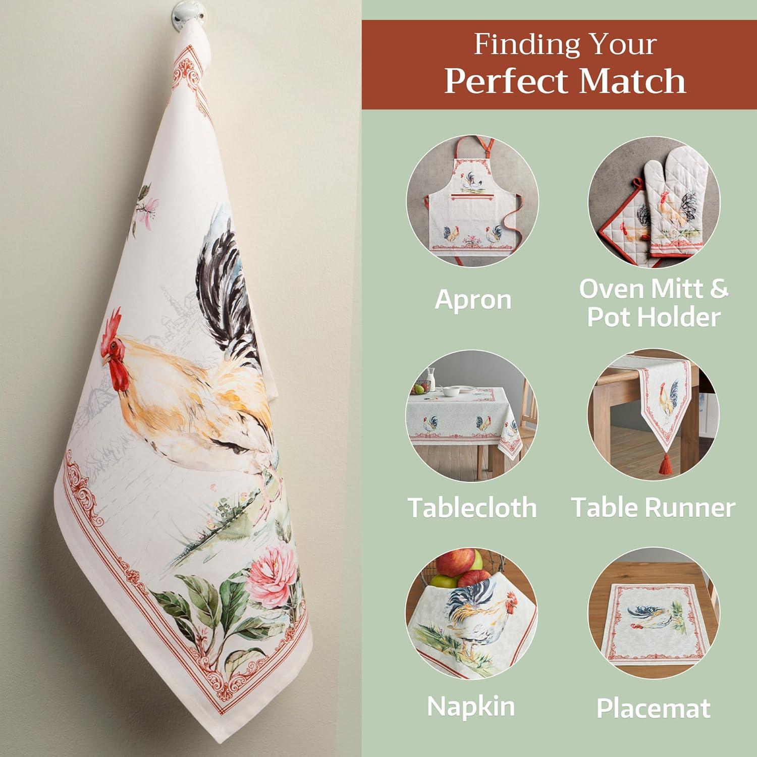 imageMaison d Hermine Kitchen Towels Set of 3 100 Cotton 20quot x 275quot Reusable Cloth Tea Dish Towels Absorbent with Hanging Loop for Kitchen Dining Thanksgiving Christmas Decorations Nila05  Campagne  Coq