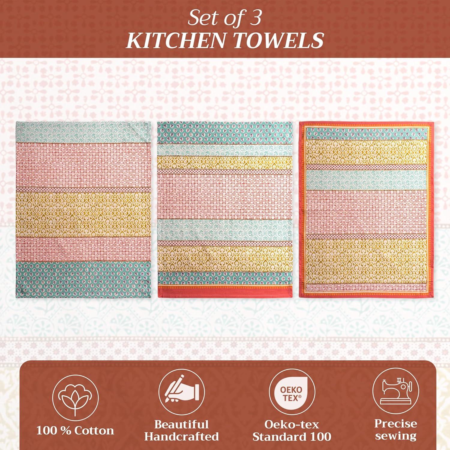 imageMaison d Hermine Kitchen Towels Set of 3 100 Cotton 20quot x 275quot Reusable Cloth Tea Dish Towels Absorbent with Hanging Loop for Kitchen Dining Thanksgiving Christmas Decorations Nila09  Provence