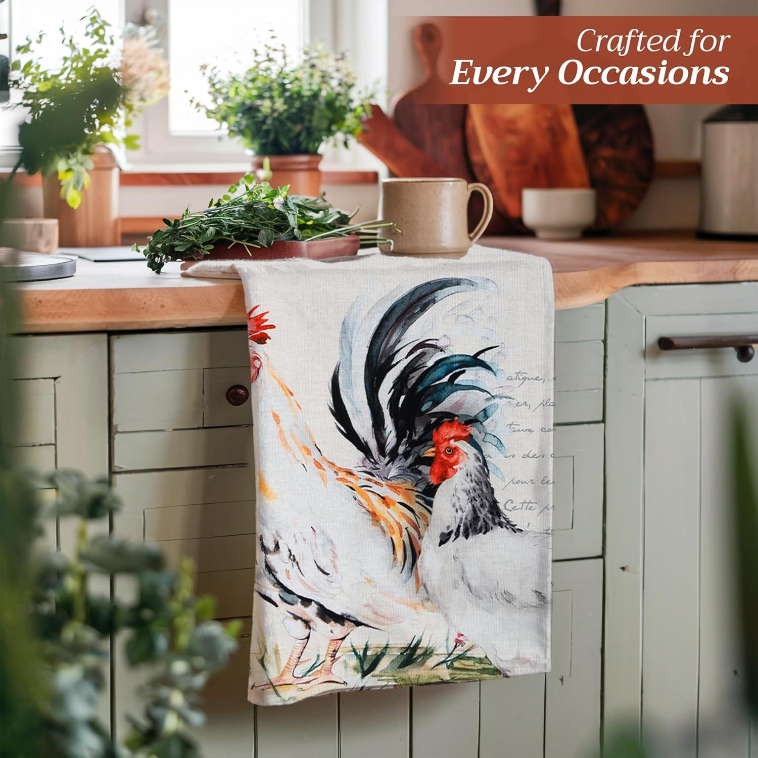 imageMaison d Hermine Kitchen Towels Set of 3 100 Cotton 20quot x 275quot Reusable Cloth Tea Dish Towels Absorbent with Hanging Loop for Kitchen Dining Thanksgiving Christmas Decorations Nila06  Campagne  Basse Cour