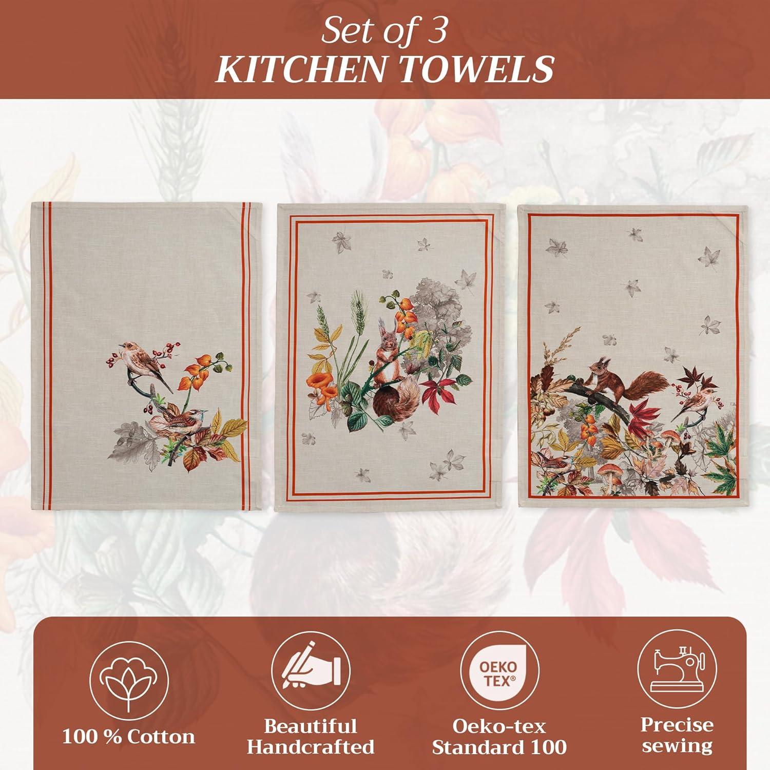 imageMaison d Hermine Kitchen Towels Set of 3 100 Cotton 20quot x 275quot Reusable Cloth Tea Dish Towels Absorbent with Hanging Loop for Kitchen Dining Thanksgiving Christmas Decorations Recolte12  Recolte