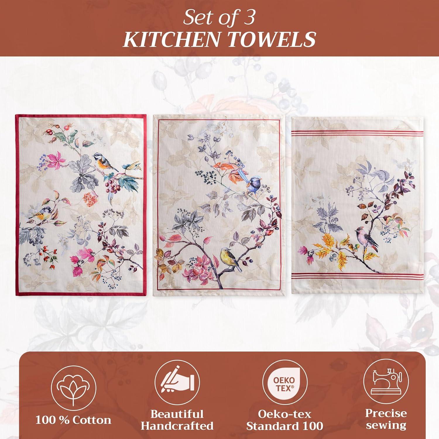 imageMaison d Hermine Kitchen Towels Set of 3 100 Cotton 20quot x 275quot Reusable Cloth Tea Dish Towels Absorbent with Hanging Loop for Kitchen Dining Thanksgiving Christmas Decorations Nila03  Equinoxe  Beige