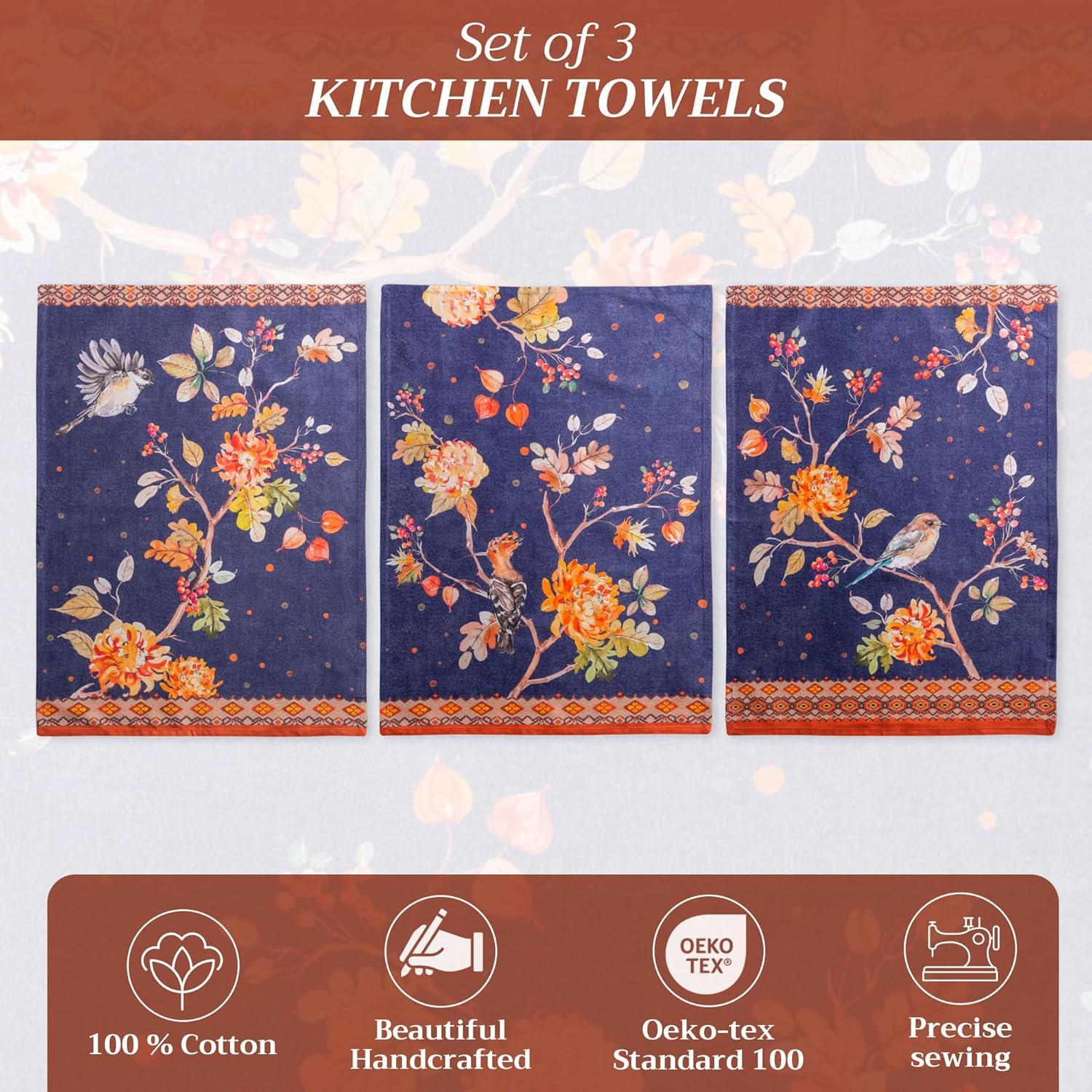 imageMaison d Hermine Kitchen Towels Set of 3 100 Cotton 20quot x 275quot Reusable Cloth Tea Dish Towels Absorbent with Hanging Loop for Kitchen Dining Thanksgiving Christmas Decorations Nila04  Kelim  Infinity