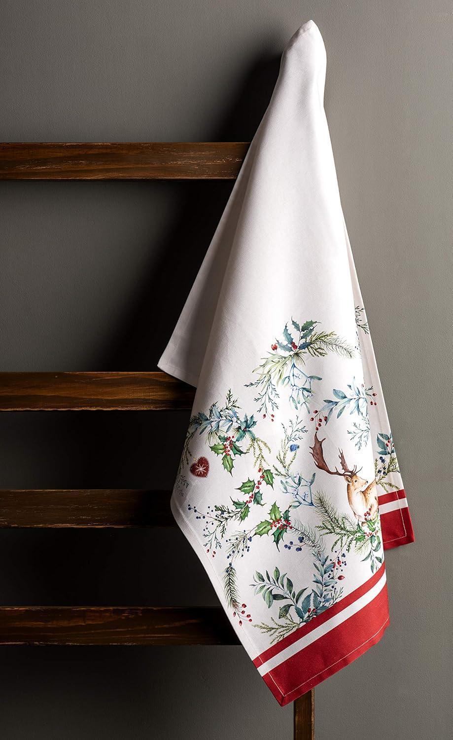 imageMaison d Hermine Kitchen Towels Set of 3 100 Cotton 20quot x 275quot Reusable Cloth Tea Dish Towels Absorbent with Hanging Loop for Kitchen Dining Thanksgiving Christmas Decorations Nila06  Holly Time