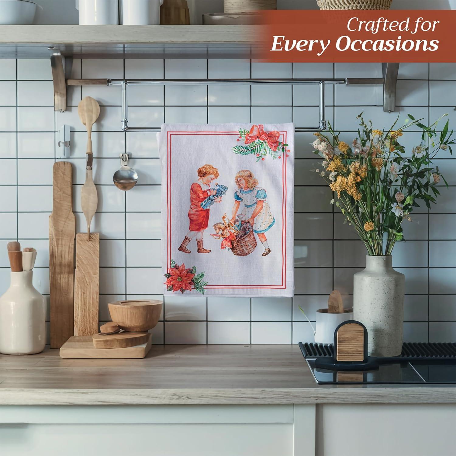 imageMaison d Hermine Kitchen Towels Set of 3 100 Cotton 20quot x 275quot Reusable Cloth Tea Dish Towels Absorbent with Hanging Loop for Kitchen Dining Thanksgiving Christmas Decorations Recolte09  Chromo