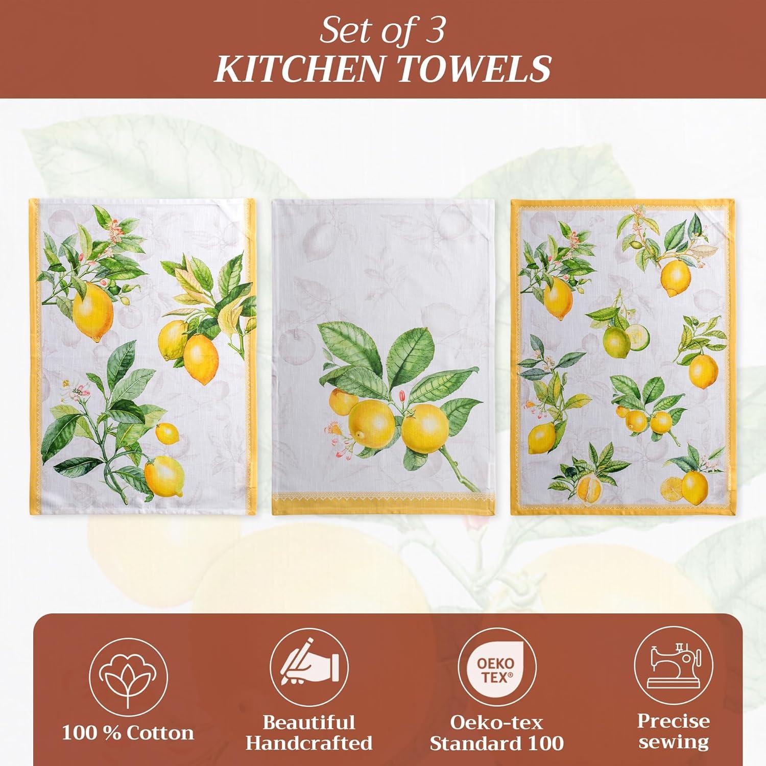 imageMaison d Hermine Kitchen Towels Set of 3 100 Cotton 20quot x 275quot Reusable Cloth Tea Dish Towels Absorbent with Hanging Loop for Kitchen Dining Thanksgiving Christmas Decorations Nila05  Limoncello