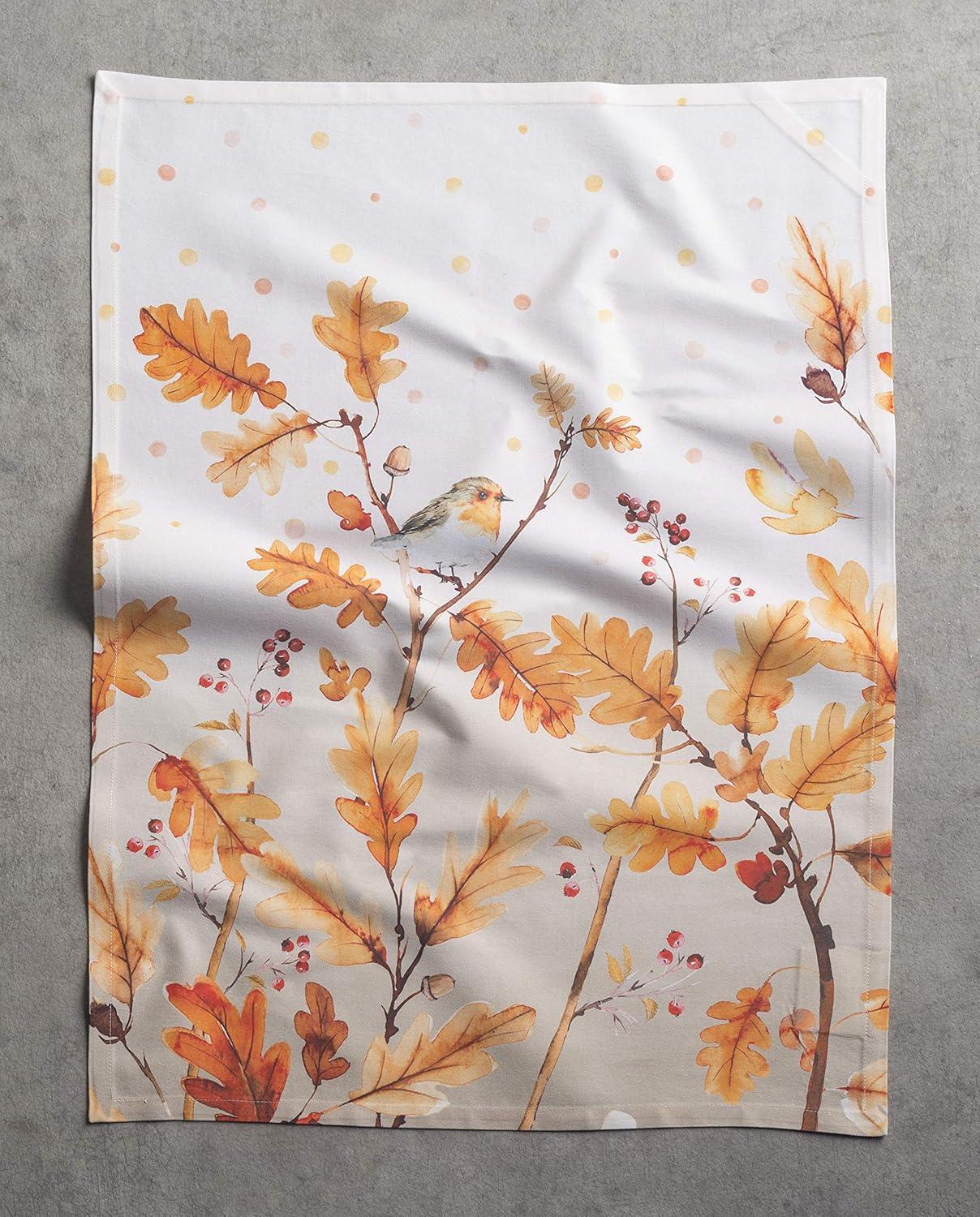 imageMaison d Hermine Kitchen Towels Set of 3 100 Cotton 20quot x 275quot Reusable Cloth Tea Dish Towels Absorbent with Hanging Loop for Kitchen Dining Thanksgiving Christmas Decorations Recolte16  Oak Leaves