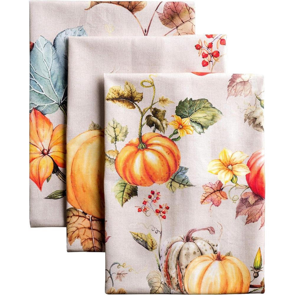 imageMaison d Hermine Kitchen Towels Set of 3 100 Cotton 20quot x 275quot Reusable Cloth Tea Dish Towels Absorbent with Hanging Loop for Kitchen Dining Thanksgiving Christmas Decorations Nila21  Potiron