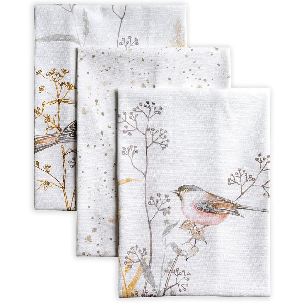 imageMaison d Hermine Kitchen Towels Set of 3 100 Cotton 20quot x 275quot Reusable Cloth Tea Dish Towels Absorbent with Hanging Loop for Kitchen Dining Thanksgiving Christmas Decorations Recolte23  Meadow Florals  Beige