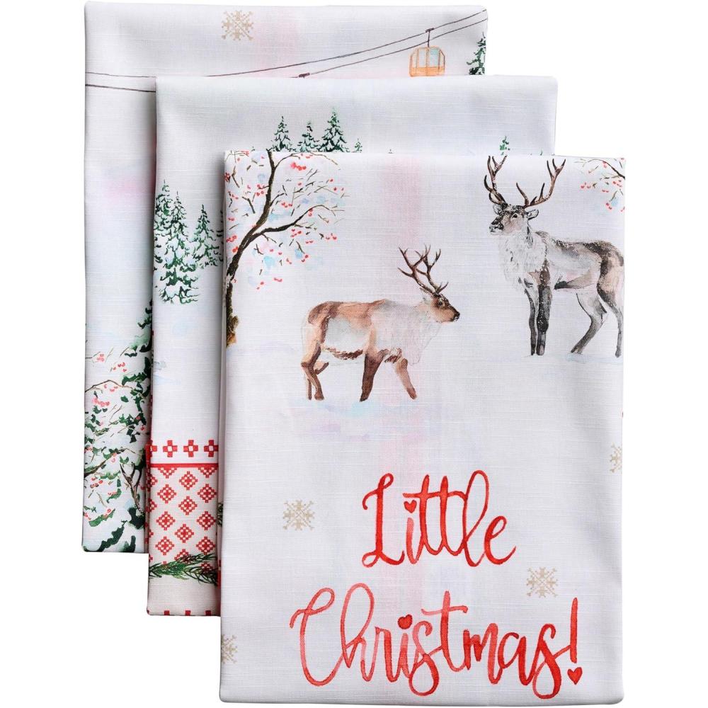 imageMaison d Hermine Kitchen Towels Set of 3 100 Cotton 20quot x 275quot Reusable Cloth Tea Dish Towels Absorbent with Hanging Loop for Kitchen Dining Thanksgiving Christmas Decorations Recolte28  Rural Christmas
