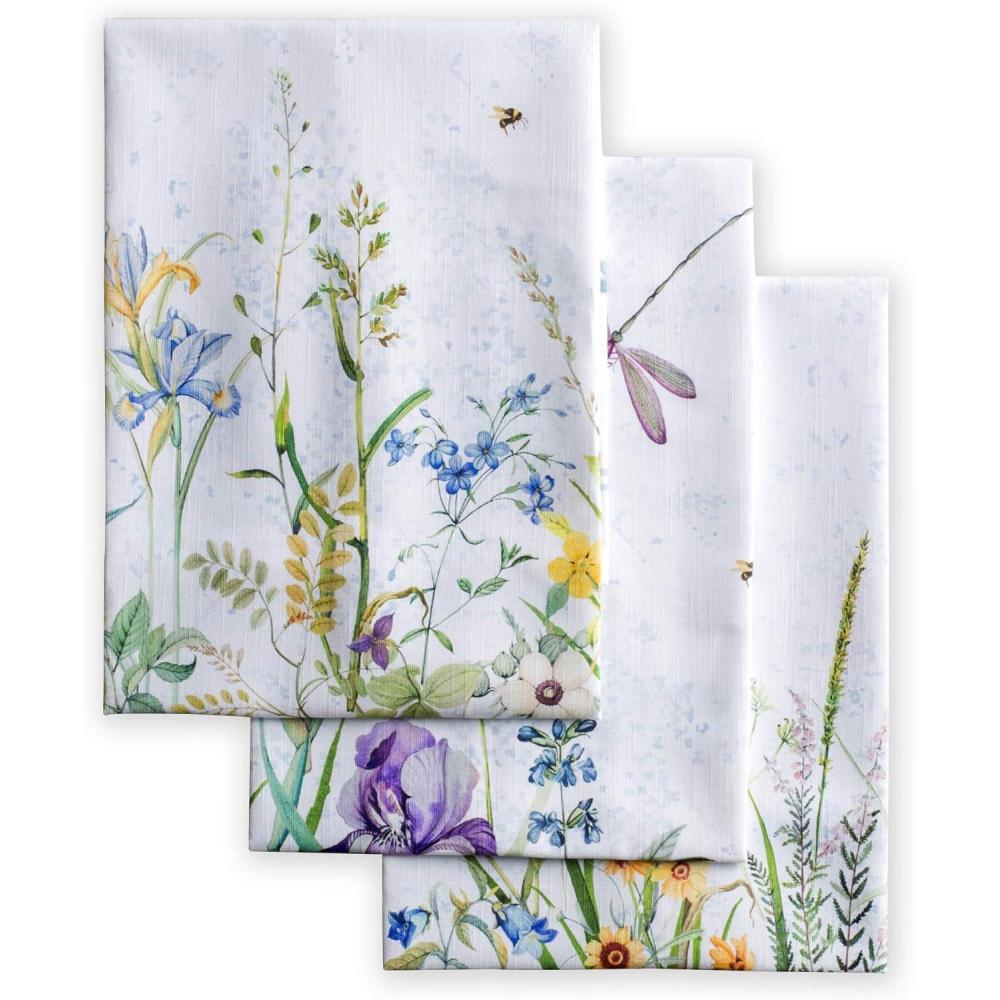 imageMaison d Hermine Kitchen Towels Set of 3 100 Cotton 20quot x 275quot Reusable Cloth Tea Dish Towels Absorbent with Hanging Loop for Kitchen Dining Thanksgiving Christmas Decorations Nila07  Fleurs De Mai