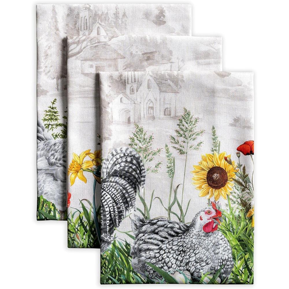 imageMaison d Hermine Kitchen Towels Set of 3 100 Cotton 20quot x 275quot Reusable Cloth Tea Dish Towels Absorbent with Hanging Loop for Kitchen Dining Thanksgiving Christmas Decorations Recolte03  Basse Cour