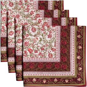 imageMaison d Hermine Cloth Napkins Set of 4 100 Cotton for Thanksgiving Christmas Decorations Everyday Reusable Square Fall Napkins Cloth Washable Dinner Party Christmas Joy 20quotx20quot12  Reveillon Au Jardin