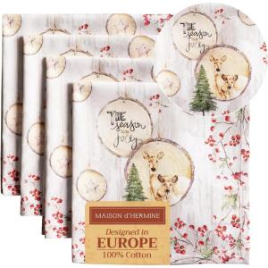 imageMaison d Hermine Cloth Napkins Set of 4 100 Cotton for Thanksgiving Christmas Decorations Everyday Reusable Square Fall Napkins Cloth Washable Dinner Party Christmas Joy 20quotx20quot21  Mountain Life
