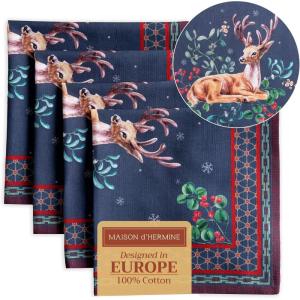 imageMaison d Hermine Cloth Napkins Set of 4 100 Cotton for Thanksgiving Christmas Decorations Everyday Reusable Square Fall Napkins Cloth Washable Dinner Party Christmas Joy 20quotx20quot06  Christmas Joy