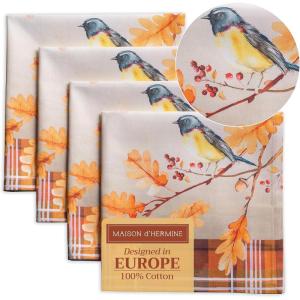 imageMaison d Hermine Cloth Napkins Set of 4 100 Cotton for Thanksgiving Christmas Decorations Everyday Reusable Square Fall Napkins Cloth Washable Dinner Party Christmas Joy 20quotx20quot07  Oak Leaves