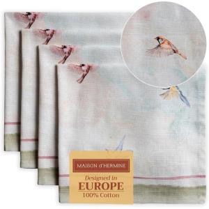 imageMaison d Hermine Cloth Napkins Set of 4 100 Cotton for Thanksgiving Christmas Decorations Everyday Reusable Square Fall Napkins Cloth Washable Dinner Party Christmas Joy 20quotx20quot30  Flying Birds