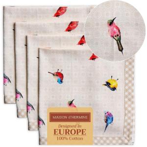 imageMaison d Hermine Cloth Napkins Set of 4 100 Cotton for Thanksgiving Christmas Decorations Everyday Reusable Square Fall Napkins Cloth Washable Dinner Party Christmas Joy 20quotx20quot28  Birdies on Wire