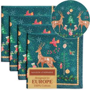 imageMaison d Hermine Cloth Napkins Set of 4 100 Cotton for Thanksgiving Christmas Decorations Everyday Reusable Square Fall Napkins Cloth Washable Dinner Party Christmas Joy 20quotx20quot16  Hygge Christmas