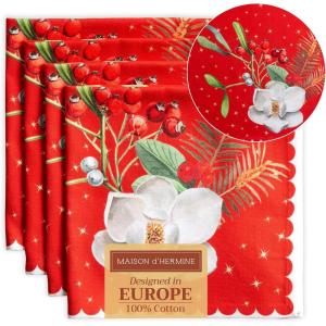imageMaison d Hermine Cloth Napkins Set of 4 100 Cotton for Thanksgiving Christmas Decorations Everyday Reusable Square Fall Napkins Cloth Washable Dinner Party Christmas Joy 20quotx20quot18  Noel