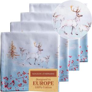 imageMaison d Hermine Cloth Napkins Set of 4 100 Cotton for Thanksgiving Christmas Decorations Everyday Reusable Square Fall Napkins Cloth Washable Dinner Party Christmas Joy 20quotx20quot14  Fairy Tale Forest