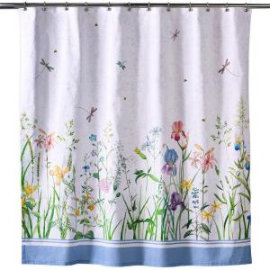 imageMaison d Hermine Shower Curtain 100 Cotton One Panel 70quotx72quot Washable Fabric Mothers Day Shower Curtains for Bathroom Easy Hanging with 12 Button Holes  Home Hotels Gignac08  Fleurs De Mai
