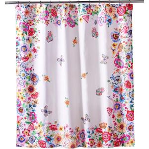 imageMaison d Hermine Shower Curtain 100 Cotton One Panel 70quotx72quot Washable Fabric Mothers Day Shower Curtains for Bathroom Easy Hanging with 12 Button Holes  Home Hotels Gignac22  Happy Florals