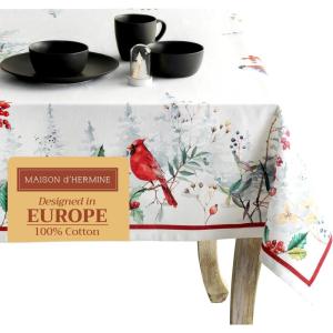 imageMaison d Hermine Table Cloth Rectangle Table 100 Cotton 60 x 120 Inches Fall Tablecloth Reusable Everyday Use for Thanksgiving Christmas Decorations Dining Farmhouse Party Morzine