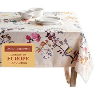 imageMaison d Hermine Table Cloth Rectangle Table 100 Cotton 60 x 120 Inches Fall Tablecloth Reusable Everyday Use for Thanksgiving Christmas Decorations Dining Farmhouse Party Equinoxe  Beige