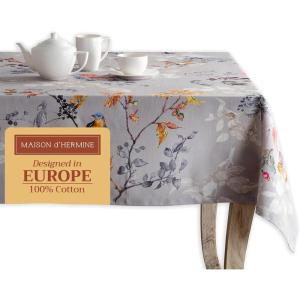 imageMaison d Hermine Table Cloth Rectangle Table 100 Cotton 60 x 120 Inches Fall Tablecloth Reusable Everyday Use for Thanksgiving Christmas Decorations Dining Farmhouse Party Equinoxe  Grey