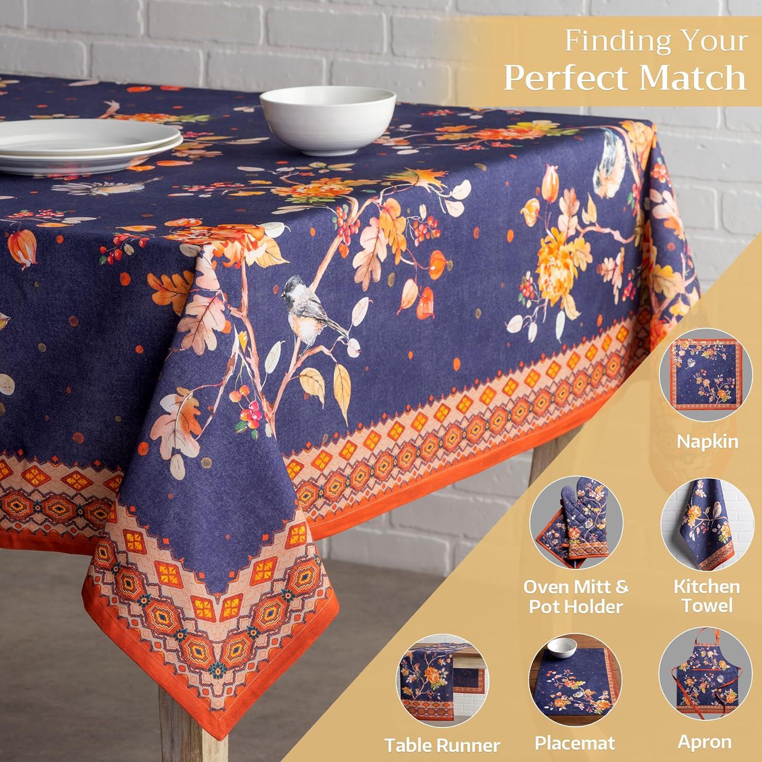 imageMaison d Hermine Table Cloth Rectangle Table 100 Cotton 60 x 108 Inches Fall Tablecloth Reusable Everyday Use for Thanksgiving Christmas Decorations Dining Farmhouse Party Kelim  Infinity