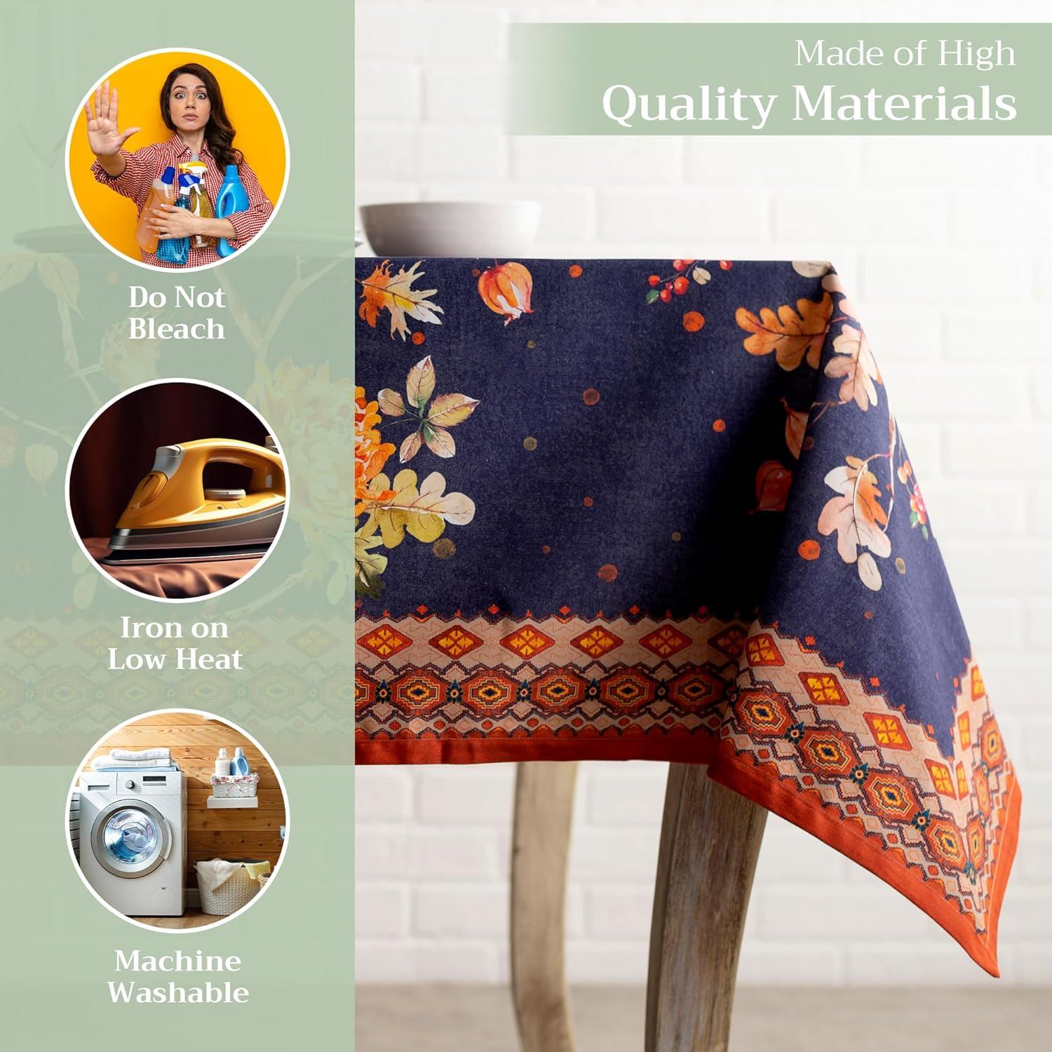 imageMaison d Hermine Table Cloth Rectangle Table 100 Cotton 60 x 108 Inches Fall Tablecloth Reusable Everyday Use for Thanksgiving Christmas Decorations Dining Farmhouse Party Kelim  Infinity