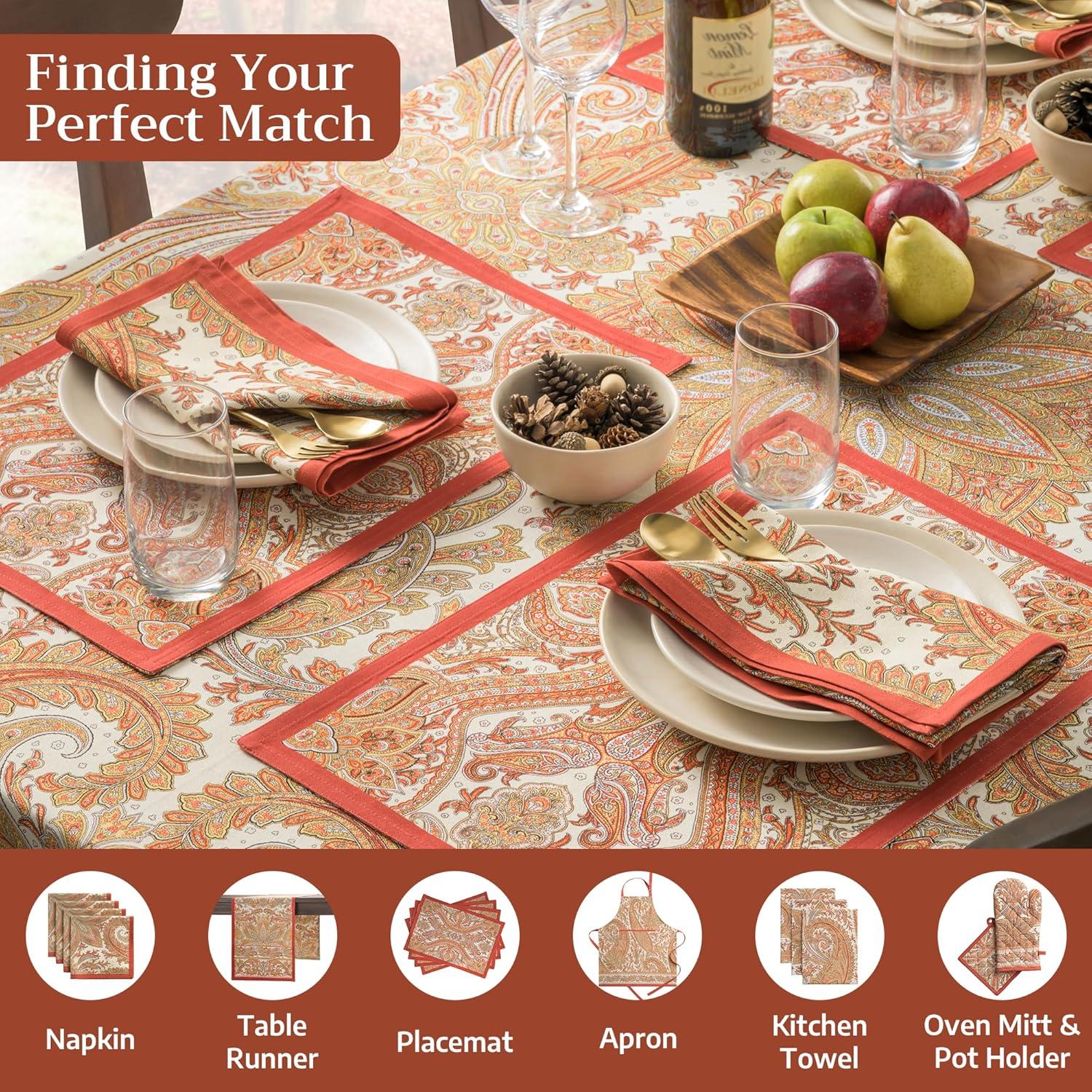 imageMaison d Hermine Table Cloth Rectangle Table 100 Cotton 60 x 108 Inches Tablecloth Reusable Decorative Everyday Use for Dining Room Farmhouse Home Party Festive ampamp Wedding  Kashmir Paisley