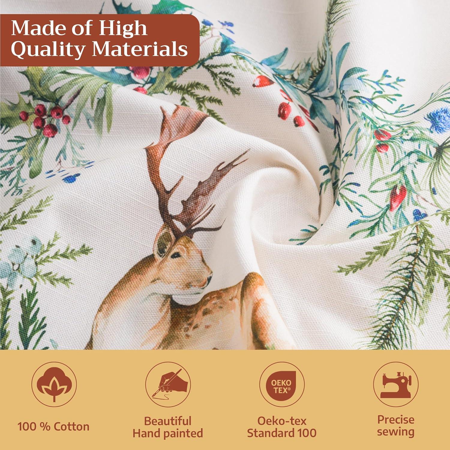 imageMaison d Hermine Table Cloth Rectangle Table 100 Cotton 60 x 90 Inches Fall Tablecloth Reusable Everyday Use for Thanksgiving Christmas Decorations Dining Farmhouse Party Holly Time