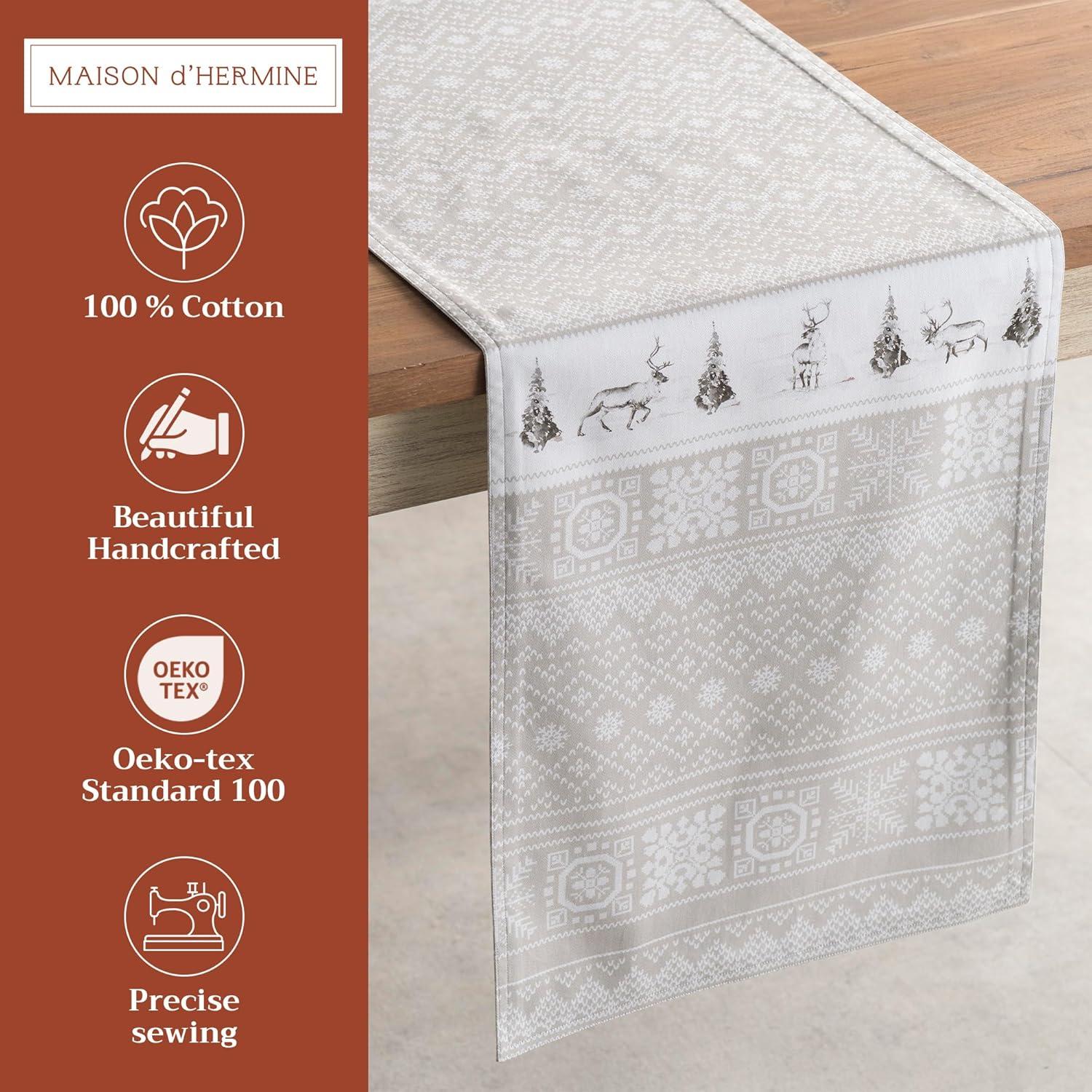 imageMaison d Hermine Table Runner 100 Cotton Double Layer Table Runners 72 inches Long for Thanksgiving Christmas Decorations Home Kitchen Dining Party Wedding Cozy Christmas 145quot x 72quot