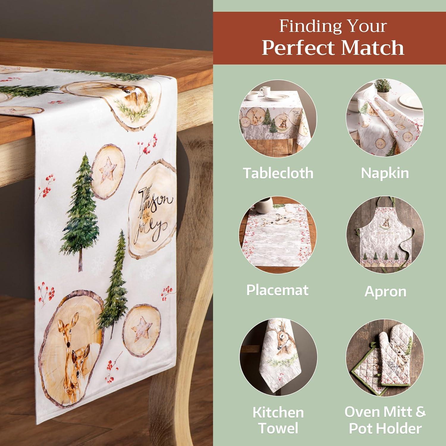 imageMaison d Hermine Table Runner 100 Cotton Double Layer Table Runners 72 inches Long for Thanksgiving Christmas Decorations Home Kitchen Dining Party Wedding Mountain Life 145quot x 72quot