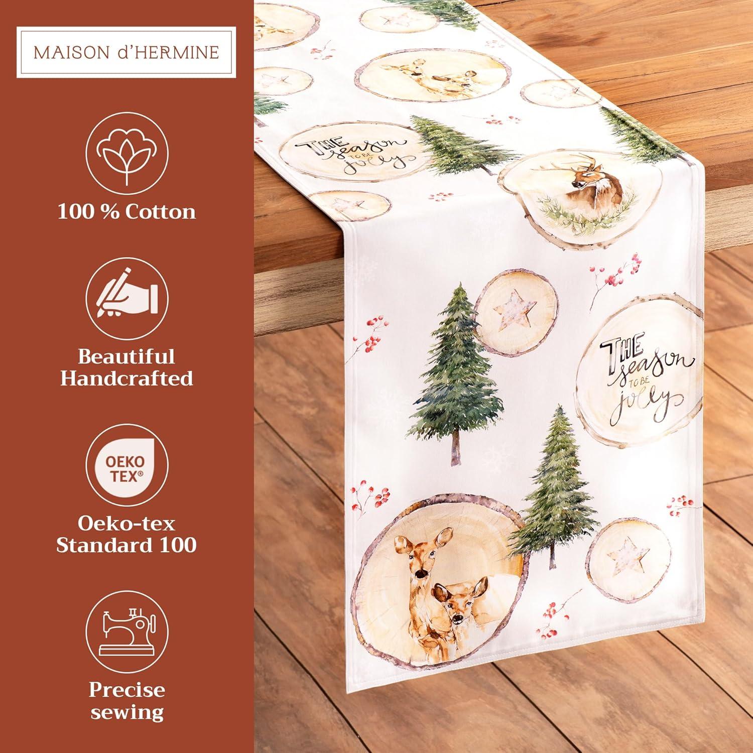 imageMaison d Hermine Table Runner 100 Cotton Double Layer Table Runners 72 inches Long for Thanksgiving Christmas Decorations Home Kitchen Dining Party Wedding Mountain Life 145quot x 72quot